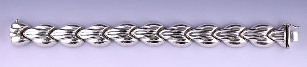 Sterling Silver Abstract Link Bracelet w/ Tongue-and-Groove Clasp, made in Italy