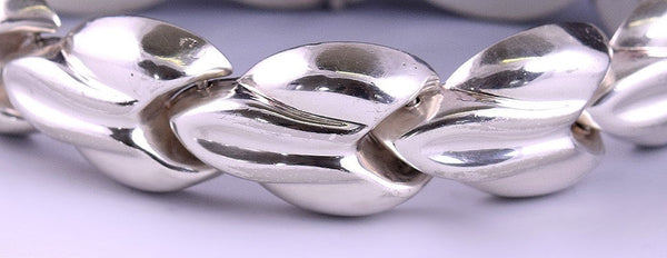 Sterling Silver Abstract Link Bracelet w/ Tongue-and-Groove Clasp, made in Italy