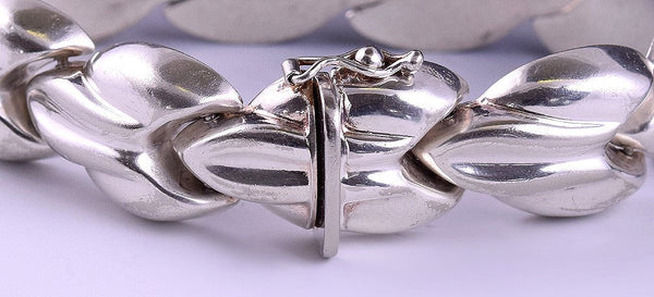 Sterling Silver Abstract Link Bracelet w/ Tongue-and-Groove Clasp, made in Italy
