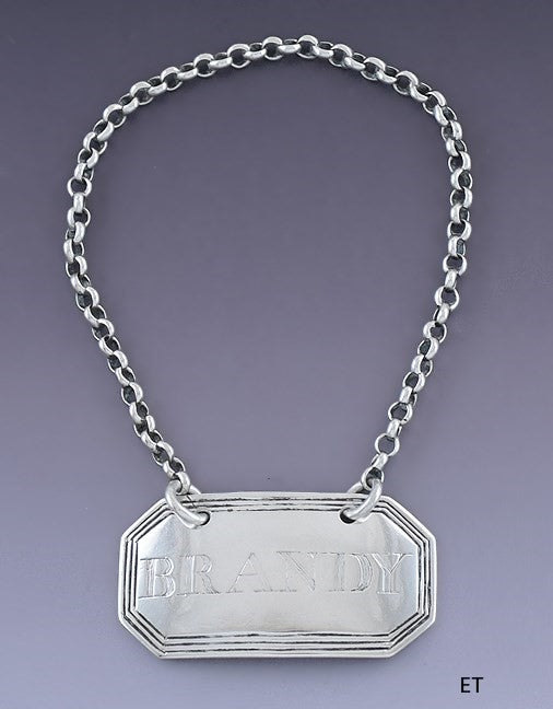 Antique Sterling Silver Brandy Liquor Label Bottle Ticket c1800