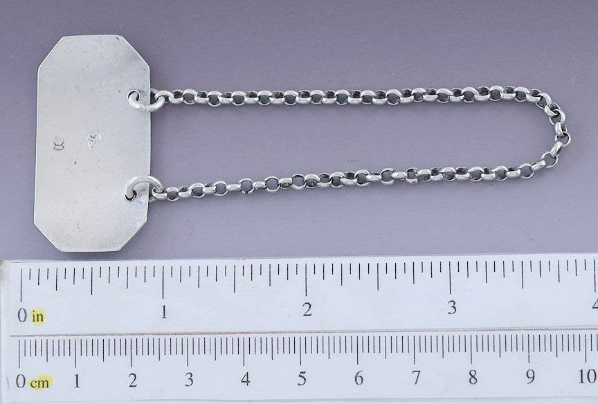 Antique Sterling Silver Brandy Liquor Label Bottle Ticket c1800