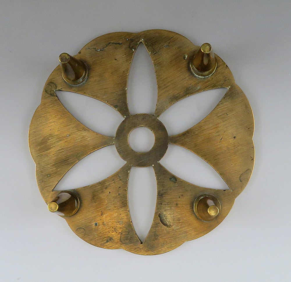 Handsome Antique Brass or Bronze Flower Kettle Stand Trivet