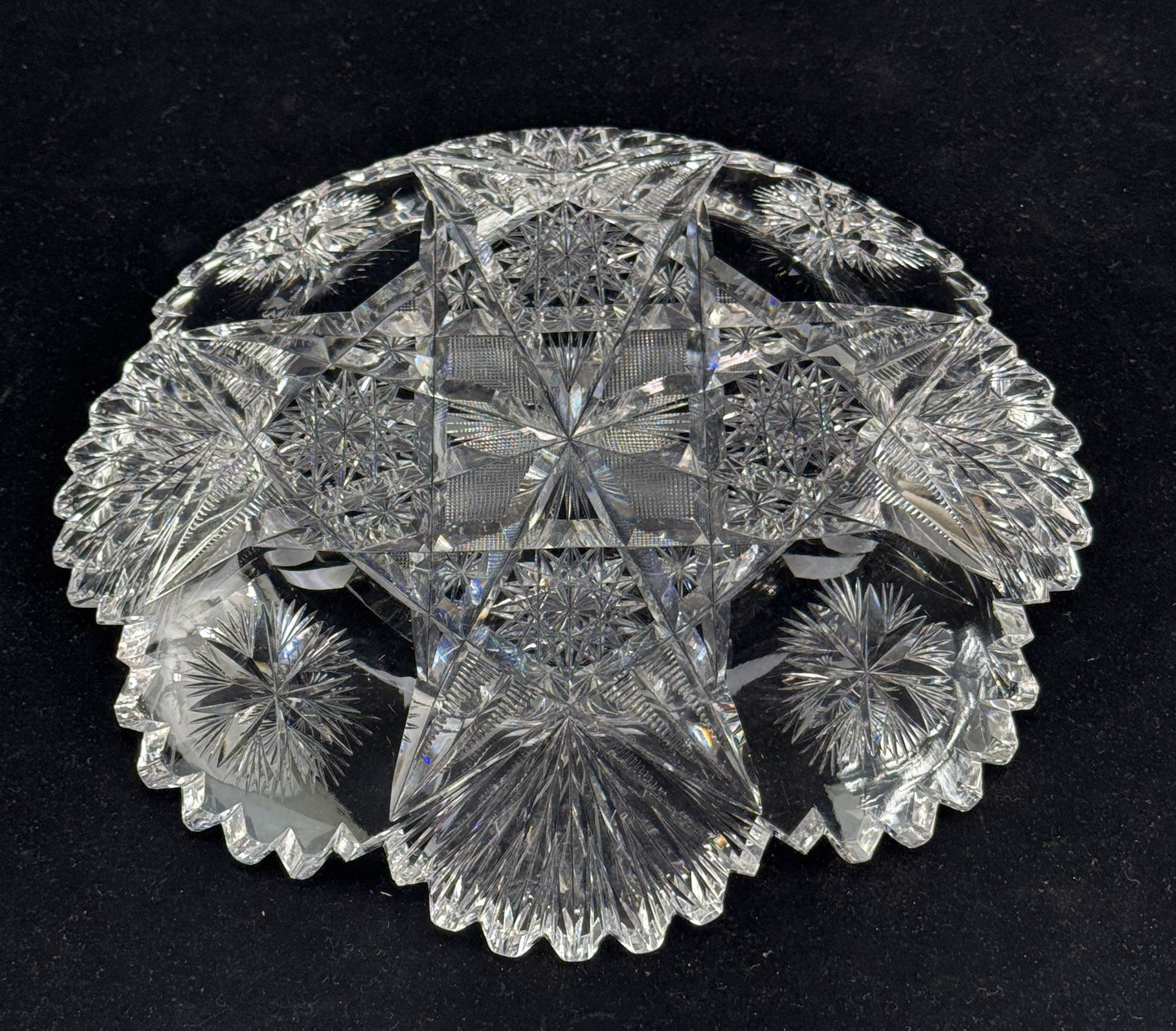 Brilliant Cut Glass Dish circa 1890 10-inch Diameter