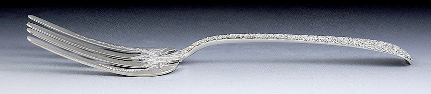 Antique c1880 American Repousse Sterling Silver Asparagus Serving Fork 10"