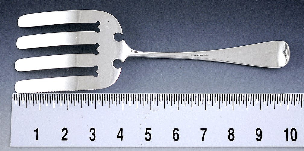 Antique c1880 American Repousse Sterling Silver Asparagus Serving Fork 10"