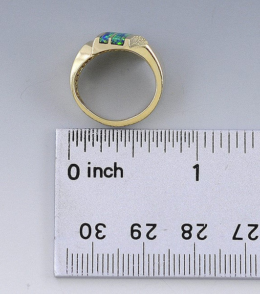 Nice Modern 14K Yellow Gold & Opal Ring Size 2.75