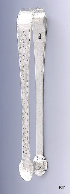 Antique Pair Late 1700s 18th Century Silver Sugar Tongs or Nips