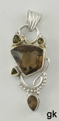 Wonderful Sterling Silver and Genuine Smoky Topaz Pendant