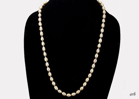 Radiant Real Pearl Necklace w/ Golden Tone and Filigree Gold Filled Clasp