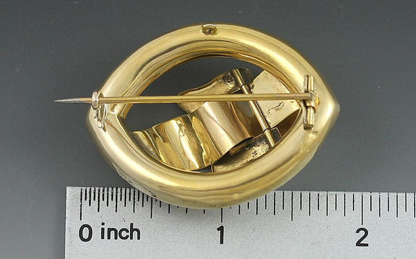 High Victorian 14k Yellow Gold Buckle Brooch Pin c1840s