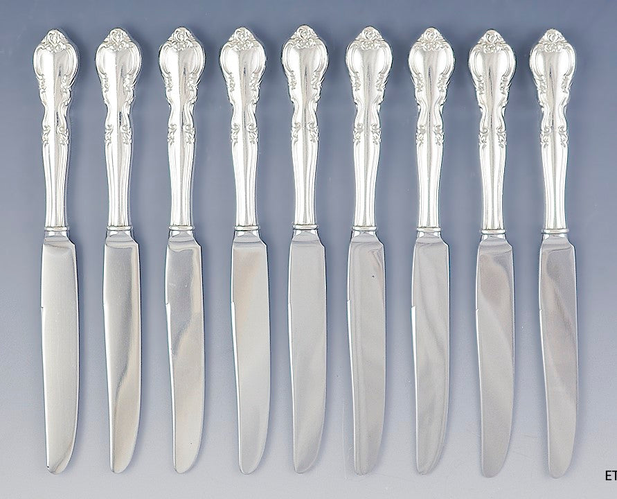Fine Set 9 Easterling Sterling Silver American Classic Knives