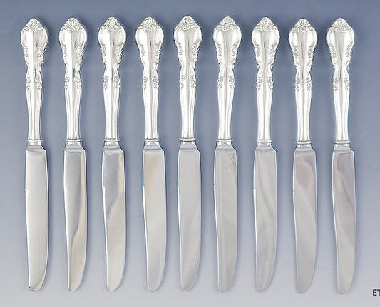 Fine Set 9 Easterling Sterling Silver American Classic Knives