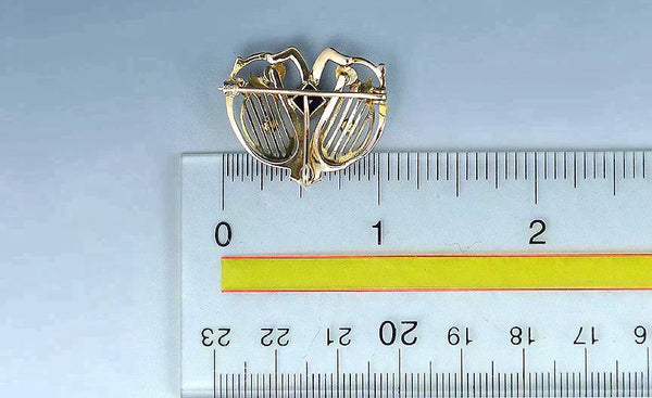 Charming Old c1900 10k Yellow Gold/Purple Glass Seed Pearl Art Nouveau Pin