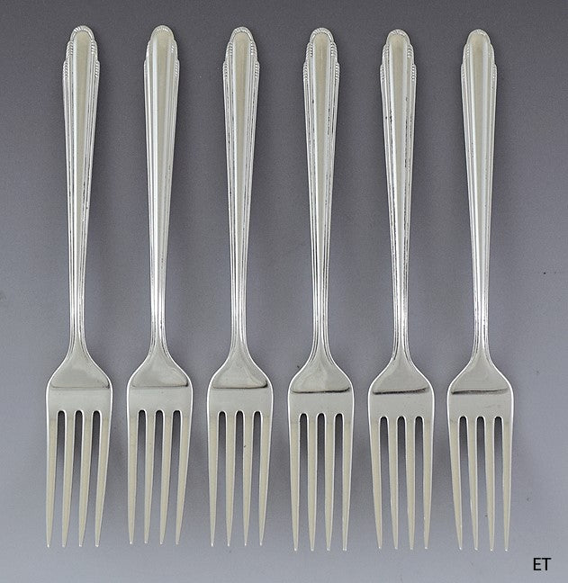 Set 6 Dominick & Haff Sterling Silver Eliel Saarinen Contempora Dinner Forks