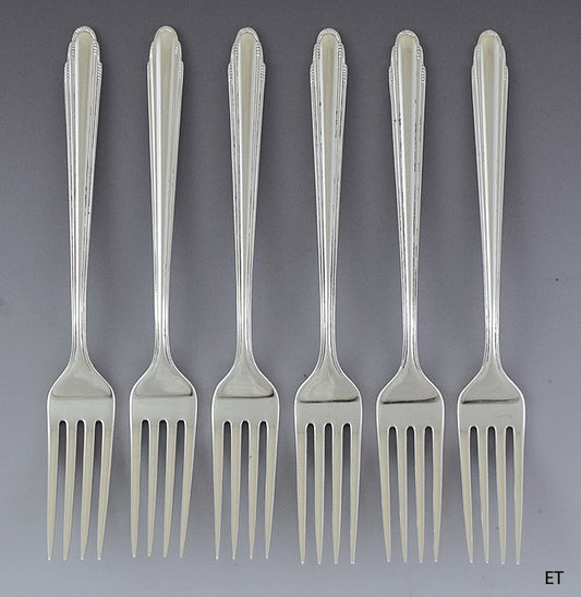 Set 6 Dominick & Haff Sterling Silver Eliel Saarinen Contempora Dinner Forks