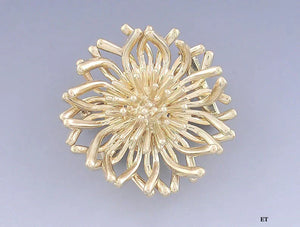 Fabulous 14k Gold Sea Anemone Flower Pin/Brooch