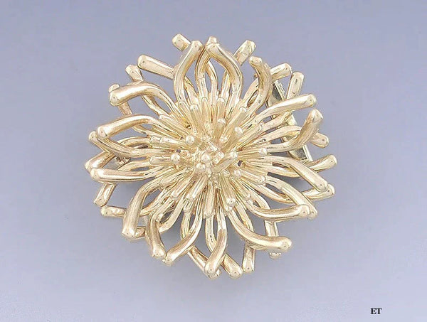 Fabulous 14k Gold Sea Anemone Flower Pin/Brooch