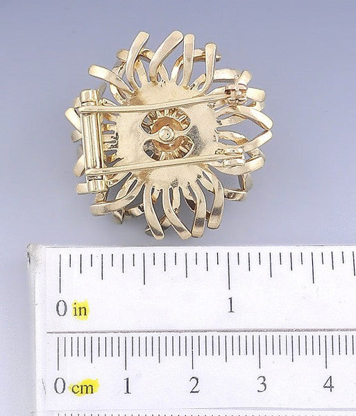 Fabulous 14k Gold Sea Anemone Flower Pin/Brooch