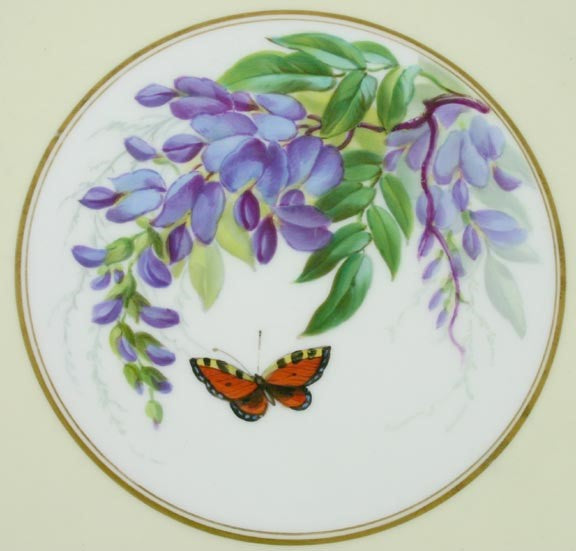 Late 19th Century Hand Painted Butterfly Cabinet Plate