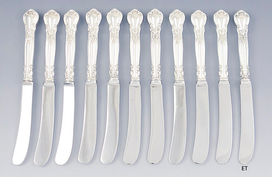 Fine Set 11 Sterling Silver Birk's Chantilly Butter Knives