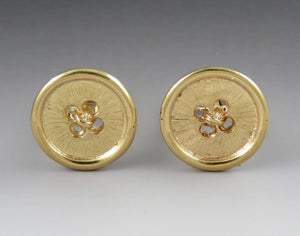 Retro Vintage 1950s Cartier 14K Yellow Gold Button Form Mens Cufflinks