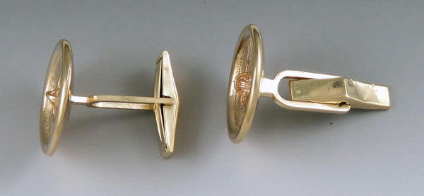 Retro Vintage 1950s Cartier 14K Yellow Gold Button Form Mens Cufflinks