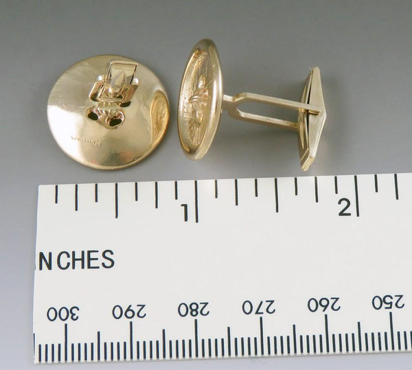 Retro Vintage 1950s Cartier 14K Yellow Gold Button Form Mens Cufflinks