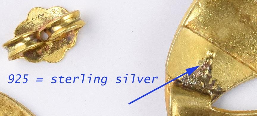 Retro 24k Gold Wash Sterling Silver White Black Enamel Cloisonné Shashi Earrings