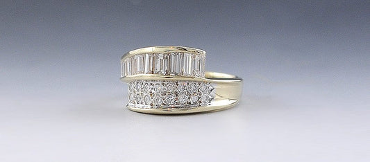 High Quality 14K Yellow Gold & .50CT Diamond Bypass Style Ring Size 6