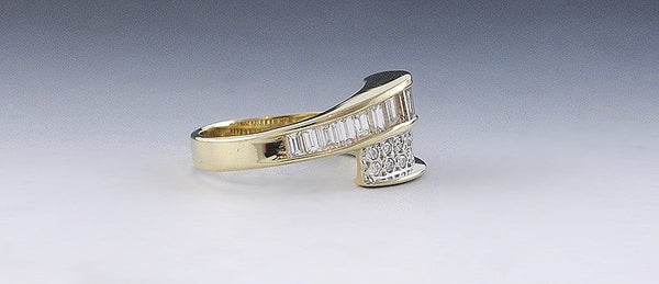 High Quality 14K Yellow Gold & .50CT Diamond Bypass Style Ring Size 6