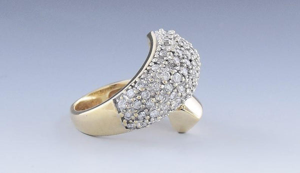 Gorgeous 14k Yellow Gold & Diamond Cluster Bypass Ring Size 3.5