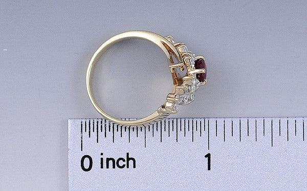 Gorgeous 14K Yellow Gold Ruby & Diamond Bypass Ring Size 6