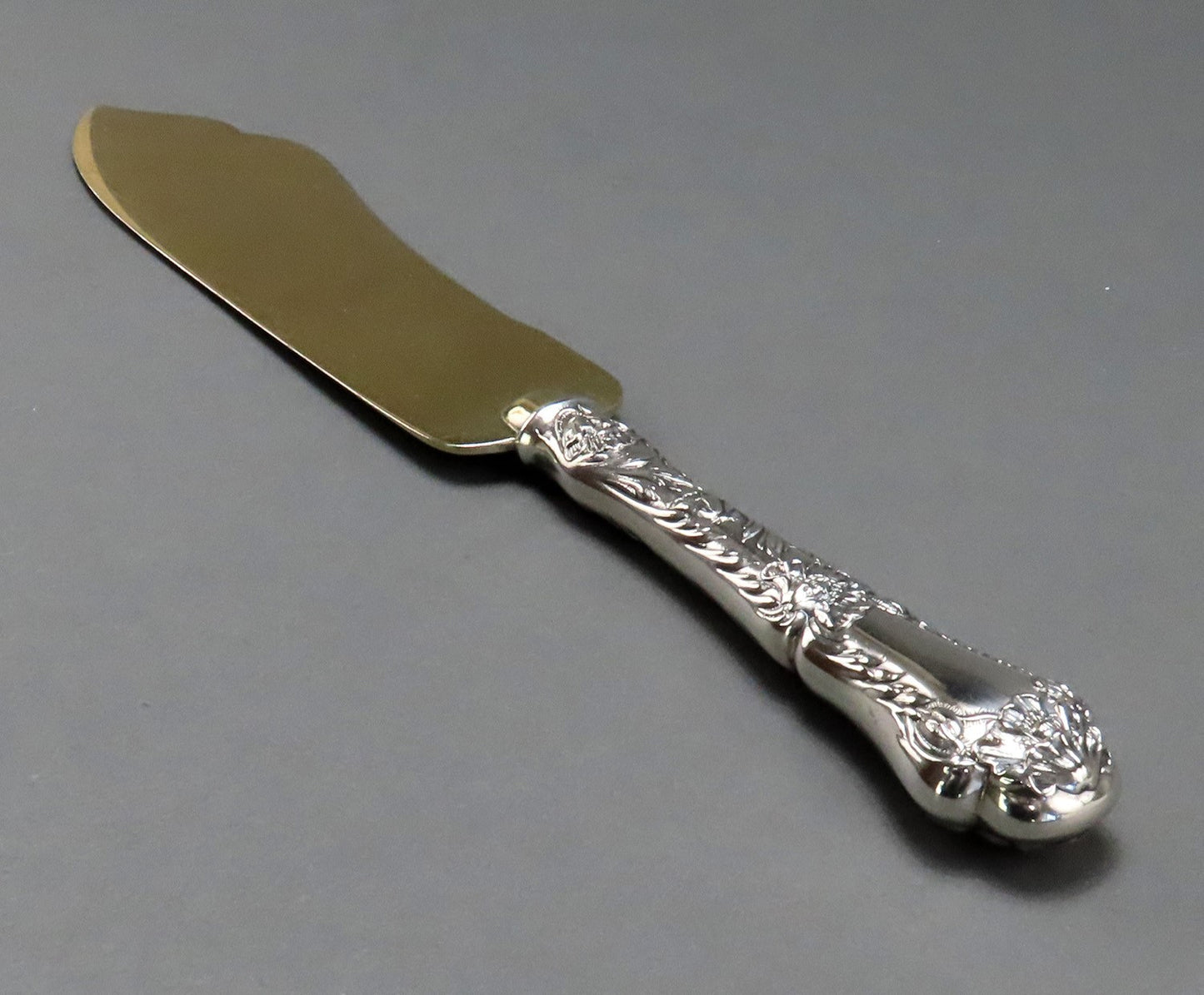 Sweet Sterling Silver Gorham Ice Cream Slice Gilded Poppy Pattern Art Nouveau