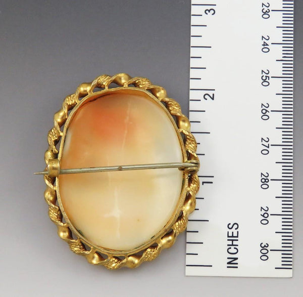 Fine Victorian c1890s Gold Filled Carved Cameo of a Woman Brooch Pin