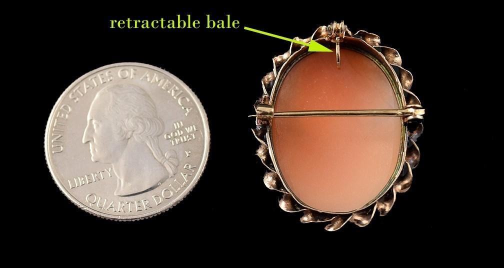 Exquisite 1920/30s 10k Yellow Gold Carved Cameo of a Woman Pin Pendant