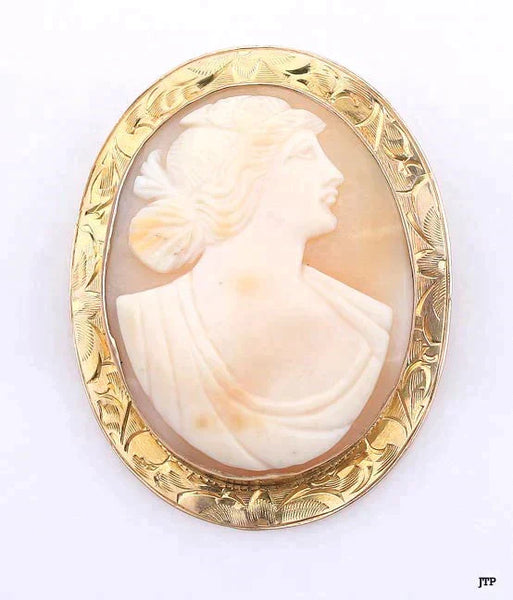 Lovely Antique 10k Gold Hand Carved Classical Cameo Pin Brooch