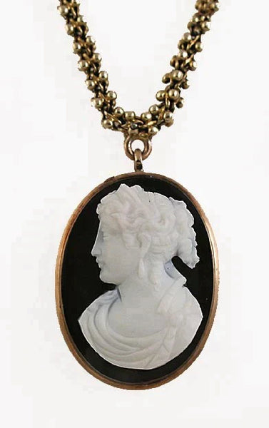 American Victorian 14k Gold & Hardstone Cameo Necklace