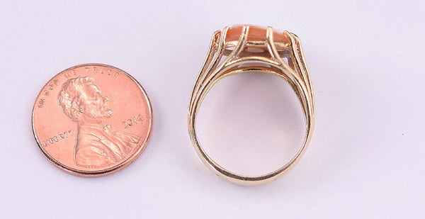 Lovely Old Fashioned 14k Yellow Gold Ring w/ Pretty Carved Cameo of a Woman