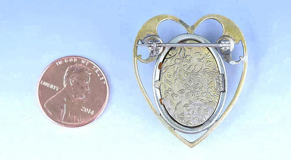 Feminine Gold Filled Heart Shaped American Cameo Locket w/ Woman's Profile