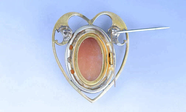 Feminine Gold Filled Heart Shaped American Cameo Locket w/ Woman's Profile