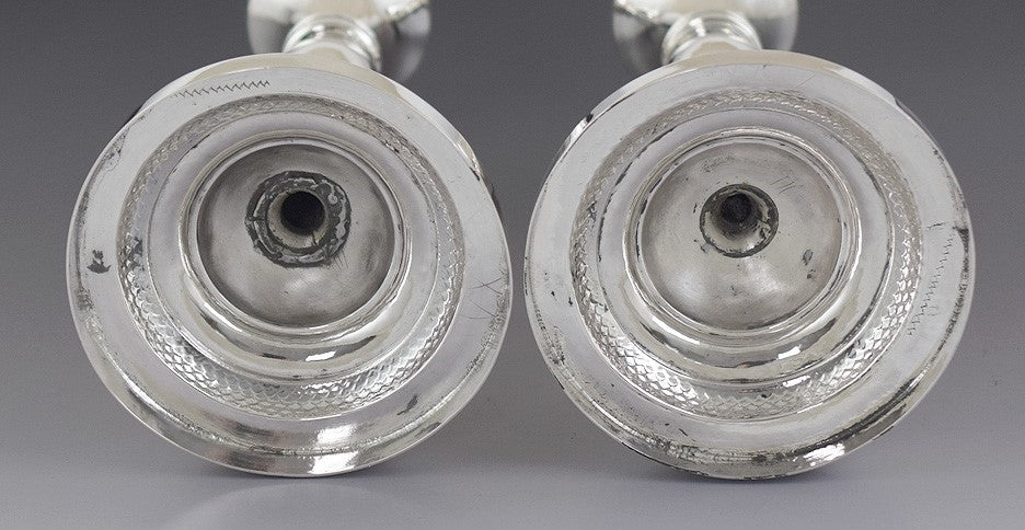c1819 Antique Pair German .750 Silver 3 Light Convertible Candelabra by Breymann