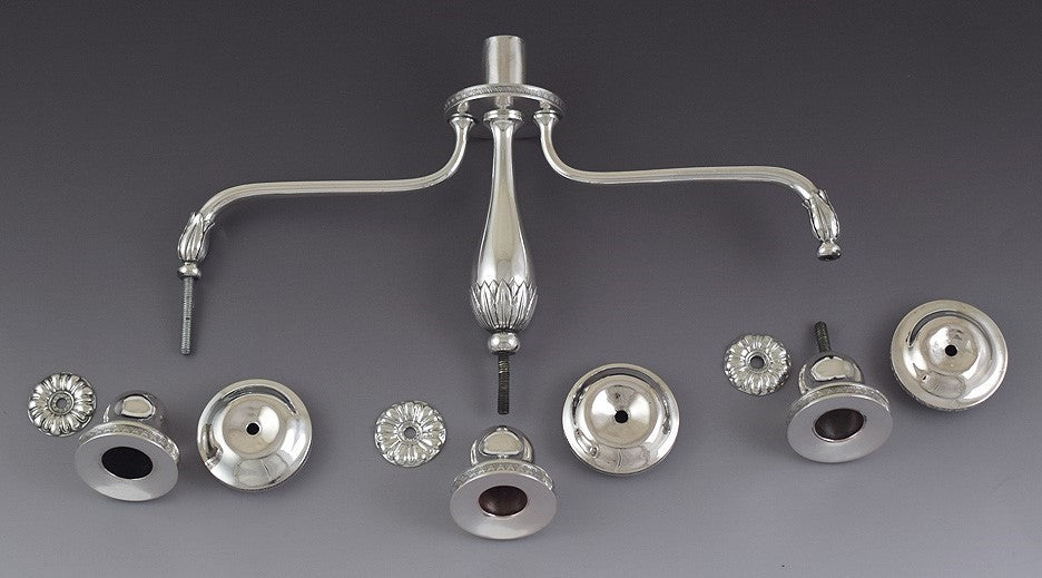 c1819 Antique Pair German .750 Silver 3 Light Convertible Candelabra by Breymann
