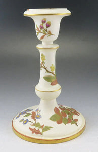 Antique 1890 Royal Worcester Ivory Porcelain Gilded Flower Candlestick Holder