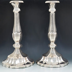 Antique Pair of Large Austria-Hungary Silver Dinner Candlesticks