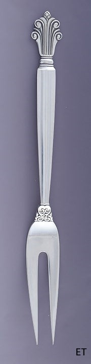 Vintage Georg Jensen Sterling Silver Acanthus 2 Tine Meat Serving Fork