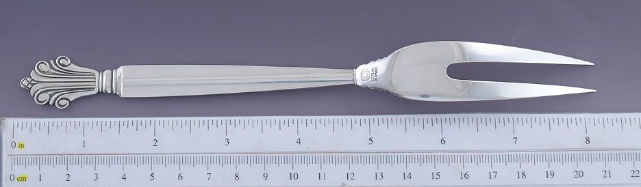 Vintage Georg Jensen Sterling Silver Acanthus 2 Tine Meat Serving Fork