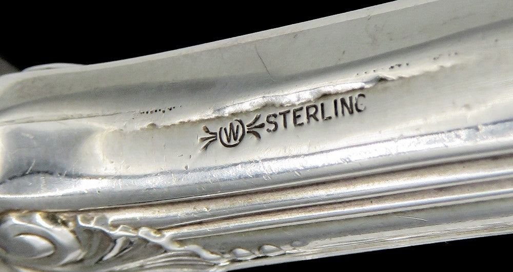 3p Sterling Silver Frank Whiting Georgian Shell Carving Knife Sharpener Fork Set