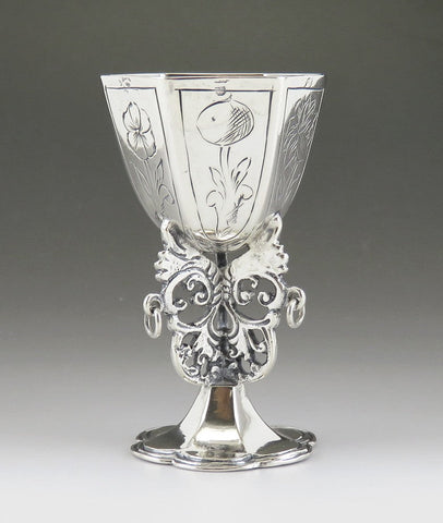Antique 17th 18th Century Dutch Silver Miniature Chalice or Goblet 2 1/8"