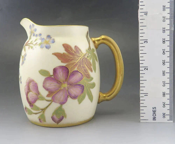 Antique c1870 Royal Worcester Ivory Porcelain Gold Painted Milk Pitcher Creamer