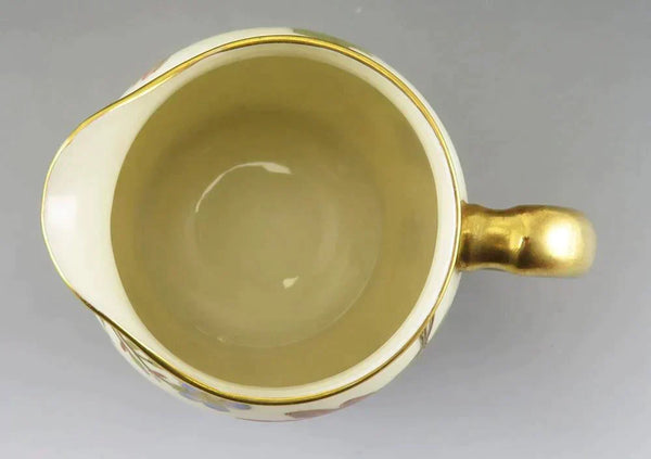 Antique c1870 Royal Worcester Ivory Porcelain Gold Painted Milk Pitcher Creamer